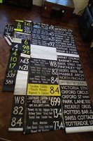 Lot 18 - Two London Transport Bus destination blinds, together with six route number blinds, and a collection of route 441c paper signs.