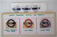 Lot 26 - Six London Transport bus and underground enamel cap badges