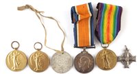 Lot 315 - Group of WW1 medals awarded to three soldiers (6).