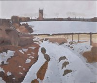 Lot 207 - Russell Howarth, "Saddleworth Church", oil.