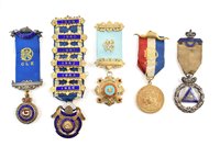 Lot 325 - Fifty eight RAOB silver, silver gilt and enamelled medallions
