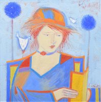 Lot 205 - Giuliana Lazzerini, "The Bench", oil.