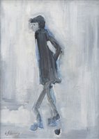 Lot 263 - J.L. Isherwood, Figure study after L.S. Lowry, oil.