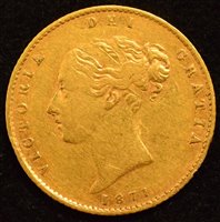 Lot 67 - Queen Victoria, Half-Sovereign, 1871.
