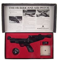 Lot 95 - Webley Hurricane .22 air pistol with scope and original box
