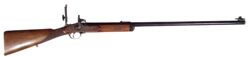 Lot 48 - Parker Hale (Birmingham) .451 muzzle loading percussion rifle with Rex Holbrook sights bullet mould, sizing die punch and nipple key