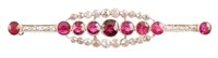 Lot 37 - Edwardian ruby and diamond bar brooch