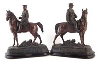 Lot 298 - Pair of Spelter figures after Ruffuny of WW1 Field Marshall John French and Joseph Joffre