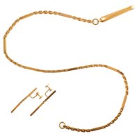 Lot 106 - Chinese 22ct gold His & Her set of tie slide on chain and a pair of matching drop earrings