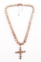 Lot 132 - Early 19th century continental silver and rock crystal riviere graduating necklace complete with rock crystal matching cross