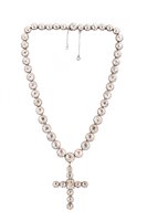 Lot 132 - Early 19th century continental silver and rock crystal riviere graduating necklace complete with rock crystal matching cross