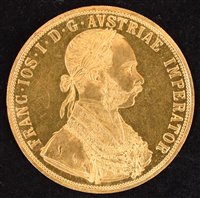 Lot 7 - Austria, Franz Joseph I, 4 Ducats, 1915, Gold Restrike.