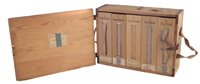 Lot 263 - German pine 7.92 ammunition case with one original card insert and reproduction inserts.