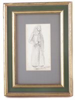 Lot 327 - 19th century pencil drawing 'Officer of the Pasha' dated Nov. 29th (18)36 framed