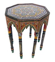 Lot 273 - Early 20th century North African painted softwood occasional table.