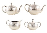 Lot 9 - Columbian 900 standard silver 4-piece teaset and tray