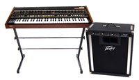 Lot 68 - Korg Trident keyboard and stand, with accessories, together with a Peavey KB-300 Keyboard amplifier