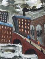 Lot 225 - Albert Barlow, "Raging River, Stockport", acrylic.
