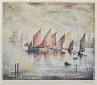 Lot 187 - After L.S. Lowry, "Sailing Boats", signed limited edition print.