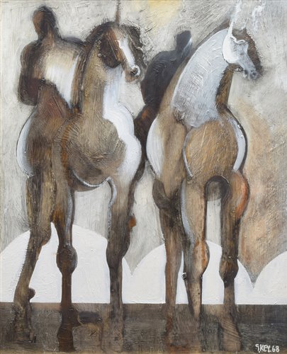 243 - Geoffrey Key, "Riders at Daybreak", oil.