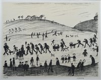 Lot 184 - L. S. Lowry, "A Hillside", signed lithograph.