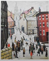 Lot 190 - After L. S. Lowry, "Berwick-upon-Tweed", signed print.