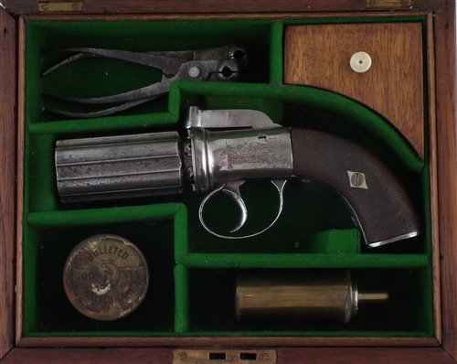 Lot 40 - Percussion .120 bore pepper pot pistol