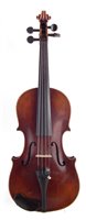 Lot 9 - 3/4 size violin, with two piece back, with case.