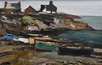 Lot 241 - Donald McIntyre, "Moelfre, Anglesey", oil.