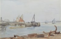 Lot 263 - P.W. Steer, Harbour scene, watercolour.