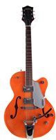 Lot 109 - Gretsch Electromatic semi acoustic electric guitar in orange with strap and hardcase
