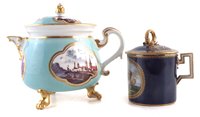 Lot 45 - Meissen lidded jug, also a chocolate cup and cover