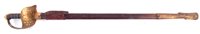 Lot 349 - 1897 pattern sword and leather covered scabbard, stamped ISD, Indian Supply Department