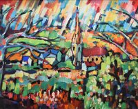 Lot 386 - Olivia Pilling, "On The Tops, Bacup II", acrylic on canvas.