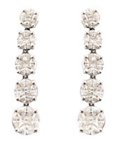 Lot 128 - Pair of diamond 5 cluster 18ct white gold drop earrings
