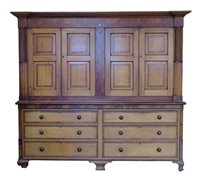Lot 355 - Early 19th century oak housekeepers cupboards.