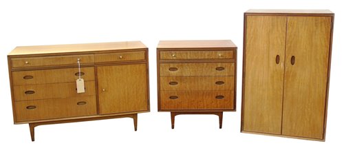 321 - Heals dressing table, chest of drawers and a Gent's wardrobe.