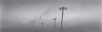 Lot 284 - Trevor Grimshaw, "Telegraph Poles and Chimneys", graphite.