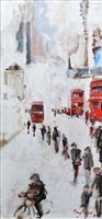 Lot 227 - F.J. England, "Finish of the Shift, Johnson's Ceramic, Stoke-on-Trent", oil.