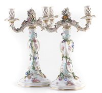Lot 52 - Pair of Dresden candleabras