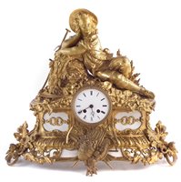 Lot 314 - Late 19th century French mantle clock, 8-day movement by Japy Freres.