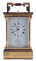 Lot 311 - 20th century carriage clock, brass frame.