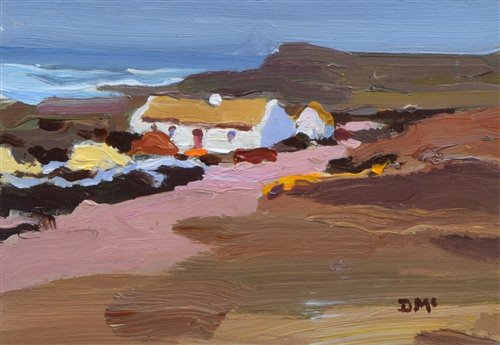 Lot 235 - Donald McIntyre, "Croft by the Sea", acrylic.