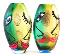Lot 199 - Two Murano face vases