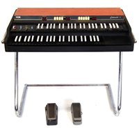 Lot 67 - Vox continental II twin keyboard with pedal legs and cables, also a Vox fuzz pedal
