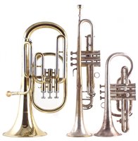 Lot 53 - Manhattan trumpet, Danor Euphonium and a Besson Cornet all with cases
