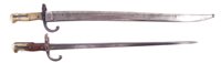 Lot 140 - Chassepot M1866 bayonet and scabbard also a Gras rifle pattern M1874 bayonet