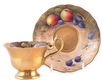 Lot 251 - Royal Worcester cup and saucer signed W.H. Austin