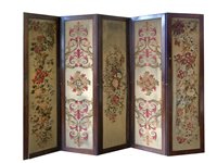 Lot 472 - Substantial Victorian rosewood framed five leaf room divider.