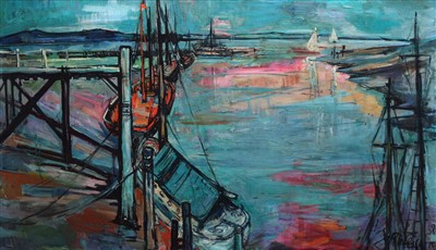 Lot 337 - Richard Weisbrod, "Skippool", oil.